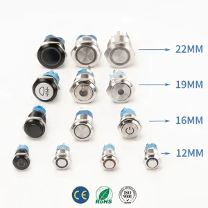 Waterproof IP65 Stainless Steel ON-OFF Latching/Momentary Electronic Push Button Switch 12MM/16MM/19MM/22MM Factory OEM CE ROHS