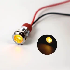 Waterproof IP67 Domed Head LED Indicator 6mm 8mm 10mm 12mm 12V 24V Stainless Steel Brass Wire 150mm