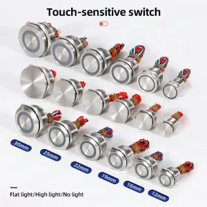 Waterproof IP68 Piezoelectric Switch 16mm 19mm 22mm Stainless Steel Aluminum Momentary Push Button LED Ring Illuminated Sensor
