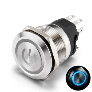 Waterproof Metal Pushbutton Momentary Push Button Switch 22mm 10A 250V Stainless Steel Flat Head Switch Normally Closed