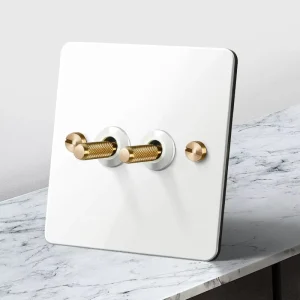 White 4 Gang 2 Way Wall Light Toggle 86 Universal Metal Stainless Steel Plate European Multifunction Socket 10A 250V