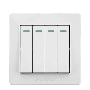 White Panel Push Button 4 gang 1 way switch 250V 16A