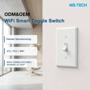 WiFi Enabled 15A Smart Toggle Switch 120V Supports App Remote Control Voice Assistant Integration for Home Lighting