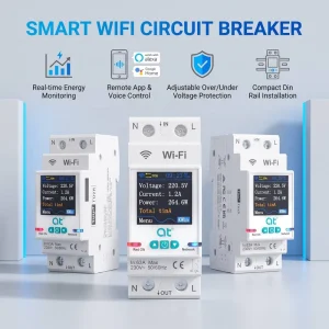 WiFi Smart Circuit Breaker 63A with Color Screen Prepaid Power Controller Energy Meter Timer MCB for Tuya Smart Life