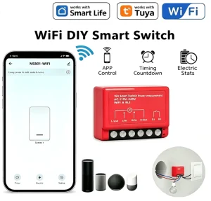 WiFi Smart Circuit Breaker Remote Control Power Switch with Surge Protection Wireless On Off Relay 2200W Energy Monitoring