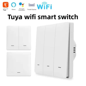WiFi Smart Switch EU Standard 86 type Push button Whole house Smart Wall Switch App Control Timing Voice Activation