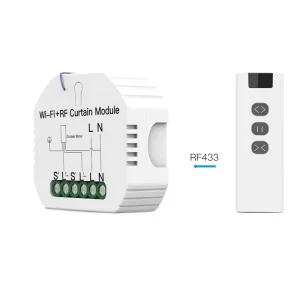 WiFi Tuya Smart Home Button Type Curtain Switch Relay Module Remote Control PC Material APP Timing Voice Control 2.4GHz+RF433 AC