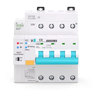 Wifi RCBO 4P 1 63A Adjustable TUYA SMART Circuit Breaker with Leakage Protection Metering Wireless Remote Control