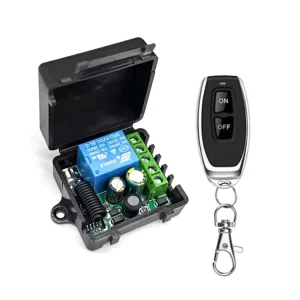 Wireless 433MHz 85V 256V Relay Switch Module 1 Channel RF Remote Control Receiver with 2 Remotes for Garage and Gate Applications