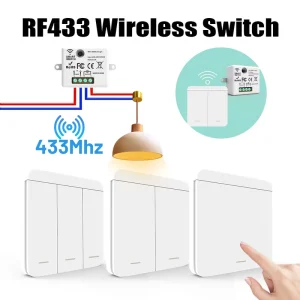 Wireless ON OFF Switch RF433 Module Remote Control Light Switch 1/2/3 Gang Wall Switch for Light Bulb Chandelier 10A 110V 220V