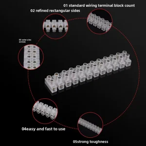 X3 0312 3A 12 position Terminal Block Zinc Alloy Nylon Flame retardant Casing Through type Wiring Screw type