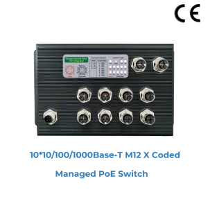 X91010P+MT 12/36V L2 Managed PoE++ Industrial Switch 10GE M12 X-Code IP68 DC12-36V Wall Mount -40~80°C with QoS SNMP Function