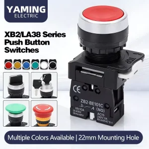 XB2 Series Push Button Switch 22mm Mount Reset Flat Button Selector Emergency Stop Mushroom Power Start Control