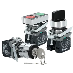 XB4 Manufacturer Double Head Start Stop Push Button Switch Latching Self-locking 3 Position Selector Rotary Knob Switch with Key