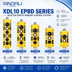 XDL10 2 Position Maintained Selector Switch Pendant Control Station 2 6 Hole Wired Controller for Hoist Crane