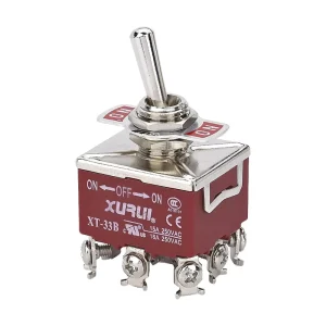 XURUI 3 Position Panel Mount Electrical Toggle Lever Switch ON OFF ON 15A 250V Plastic Material IP40 Quick Connect Terminal for