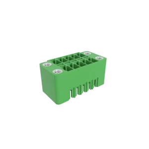 YE1260 350 381 2*NP Pitch Closed End Double Row Screwless Pluggable Terminal Block Header with 90 Degree Pin