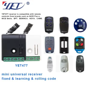 YET477 Mini Receiver 9~24V 433Mhz Universal Open Code 1CH Control Remote Control Switch Garage Door Gate Motor Light System