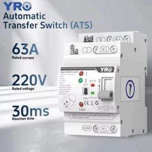 YRO Automatic Changeover Switch Electric Para Casa 2P AC ATS Single Phase RoHS Certified For Generator Backup Power