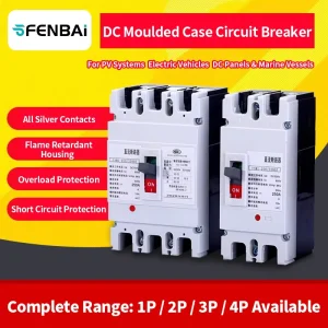 YSM1 DC Moulded Case Circuit Breaker PV MCCB DC1000V Silver Contact Overload Short Circuit Protection for Solar Power System