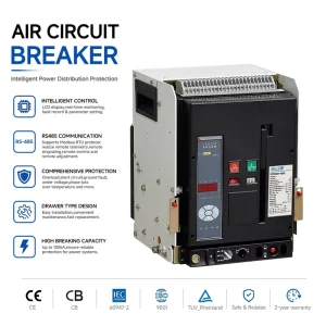 YSTW6H-1600 Drawer Type Intelligent Air Circuit Breaker 3P/4P 480V RS485 Modbus RTU Communication 100kA IP30