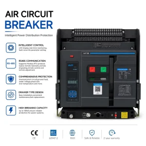 YSTW6S-N3200 Industrial 2000A Drawer Type Intelligent Air Circuit Breaker ACB 3P/4P RS485 Modbus RTU Communication 100kA