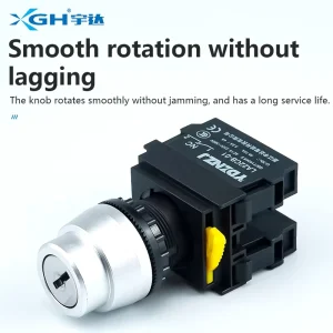 YUDA LA22CB 11Y 2 22mm Industrial Metal Head Key Selector Switch with 1NO 1NC Silver Contact Modular Key Button Switch CE CCC