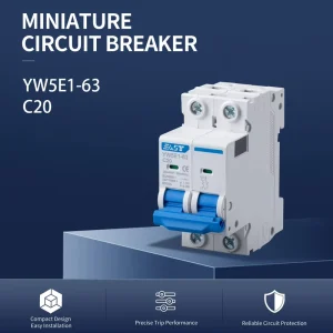 YW5E1-63-C20 2P MCB Miniature Circuit Breaker (220V/230V/380V) for Short Circuit Protection