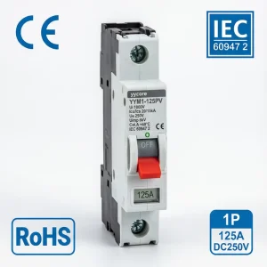 YYM1 125PV 1P 125A DC 250V Solar PV Moulded Case Circuit Breaker DC MCCB IEC 60947 2 CE