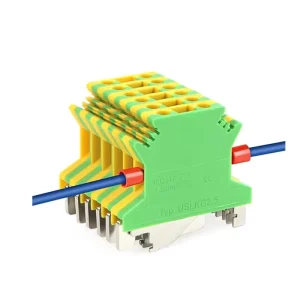 Yellow Green Ground Terminal USLKG2.5 Rail Mounted Wiring Strip Track Wire Connector