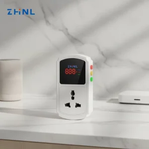ZHNL Adjustable 16A Single Phase Automatic Voltage Protector AC 230V Power Surge Stabilizer EU Plug Refrigerator Safety Socket