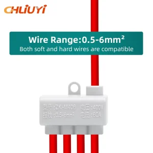 ZKM406 One In Four Out Splitter 9.65 20.3AWG Brass Screw Terminal Block 6-square High Power 60A Connector