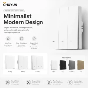 ZigBee Smart Wall Light Switch with Neutral Wire or No Neutral Wire Wiring No Capacitor Needed Smart Life/Tuya 2/3 Way