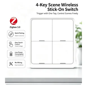 Zigbee 4 Key Wireless Scene Stick On Switch Smart Scene Panel No Wiring Smart Life APP Remote Control for Home Automation