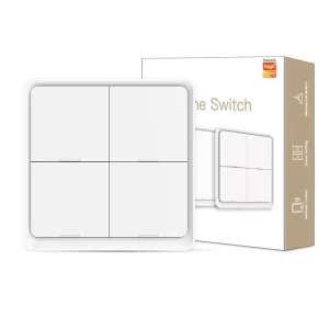 Zigbee Tuya Wireless Smart Scene Switch Panel Remote Control Sticker with 4 Scene Button CR2430 Battery