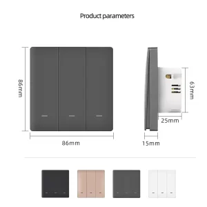 for 3gang Single Pole 10A Push Button WiFi Wall Switches EU Standard Neutral Single Wire Smart Light Alexa Voice Control