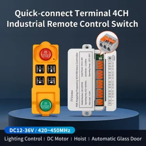 iViremo FSK 4 Channel 10A Relay Wireless Remote Control Switch DC 12V 24V 36V for Motors Lights Home Appliances