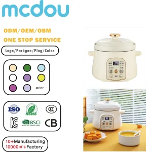 mcdou High Quality Time Control Function Easy Clean Non Stick Coating 1L Automatic Slow Cooker Kaleh Pacheh Crockpot