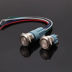 metal illuminated 19mm button switch with led