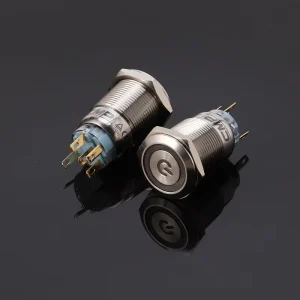 metal illuminated 19mm power switch push button